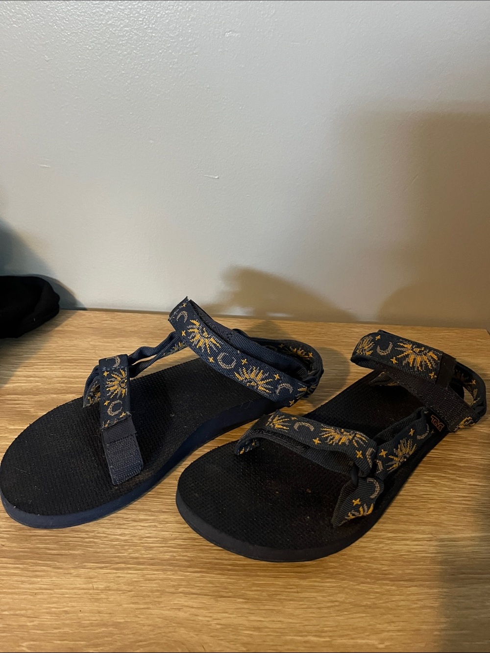 Teva Navy Sandals with Gold Celestial Print